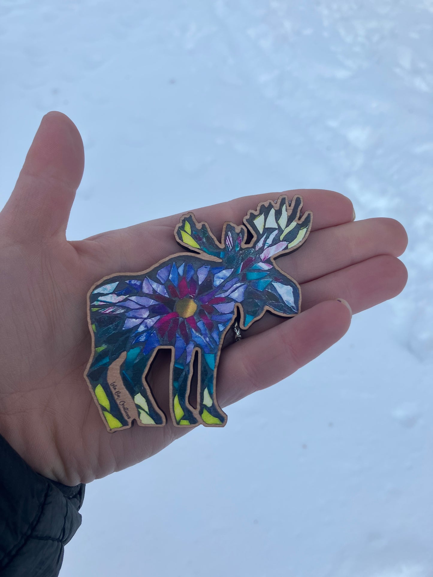 Rainbow Moose Wood Magnet