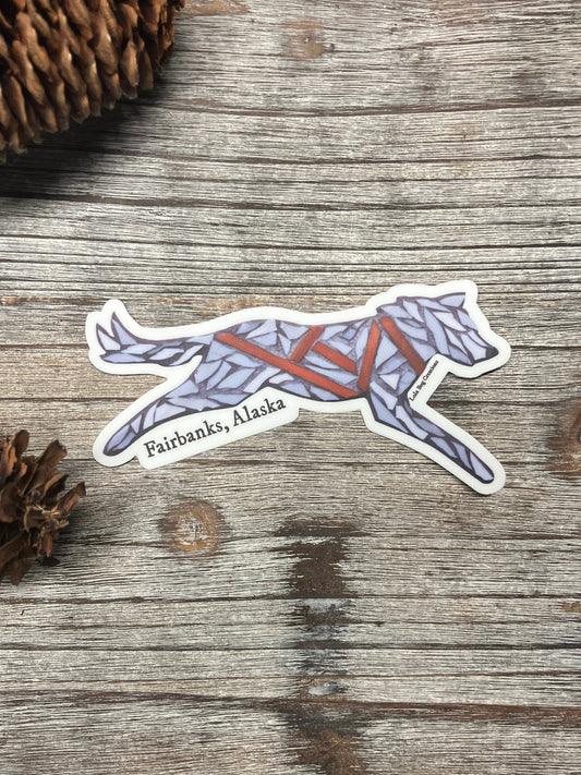 Running Husky Vinyl Sticker Fairbanks, Alaska