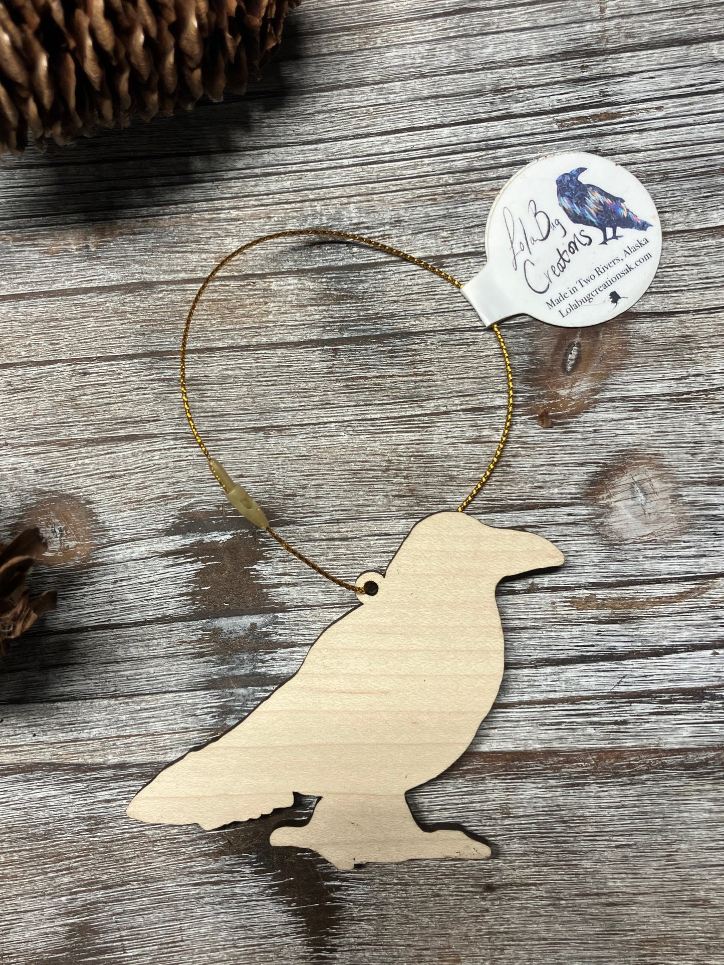 Forget-Me-Not Raven Wood Ornament