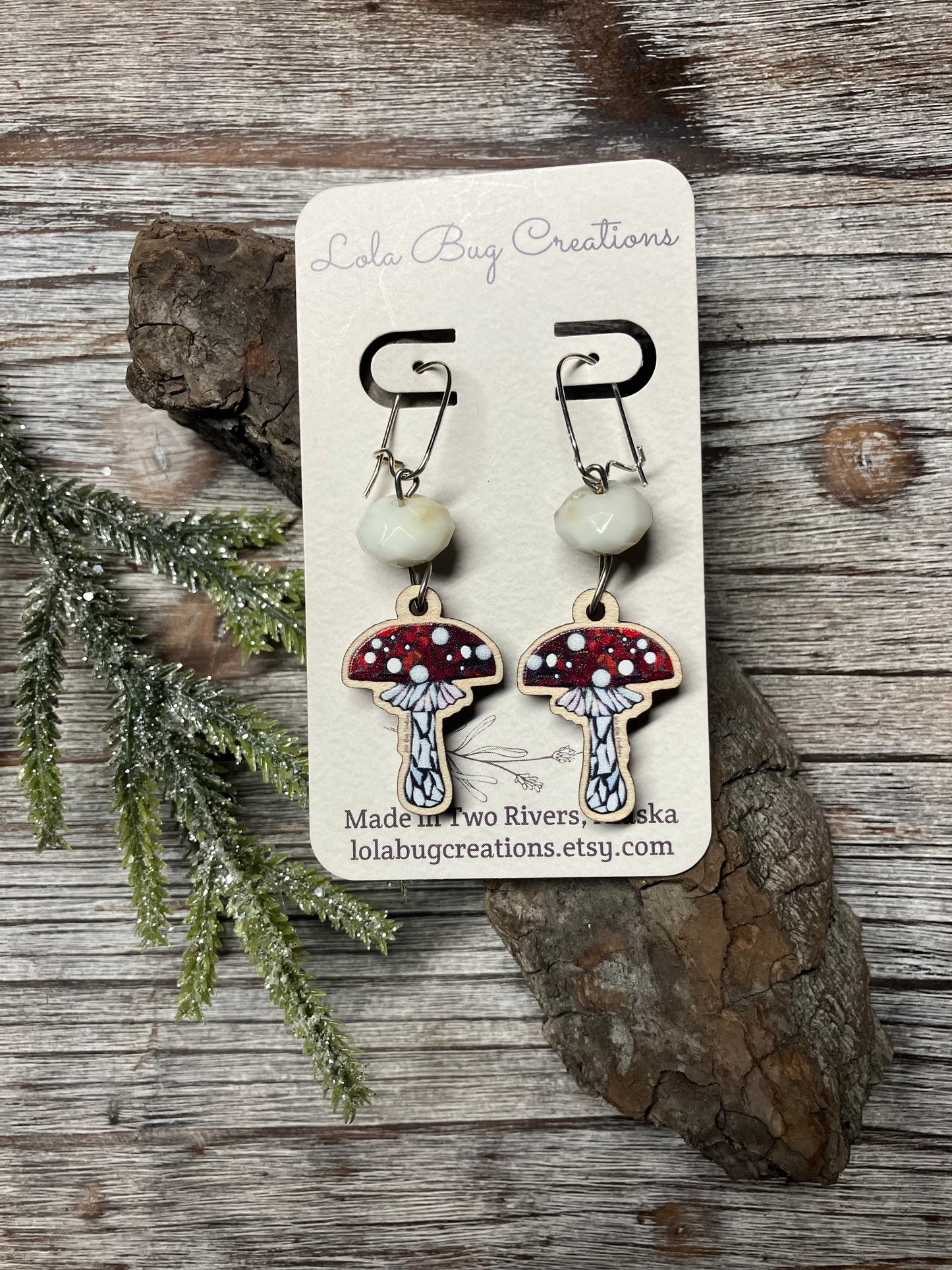 Amanita Wood Earrings