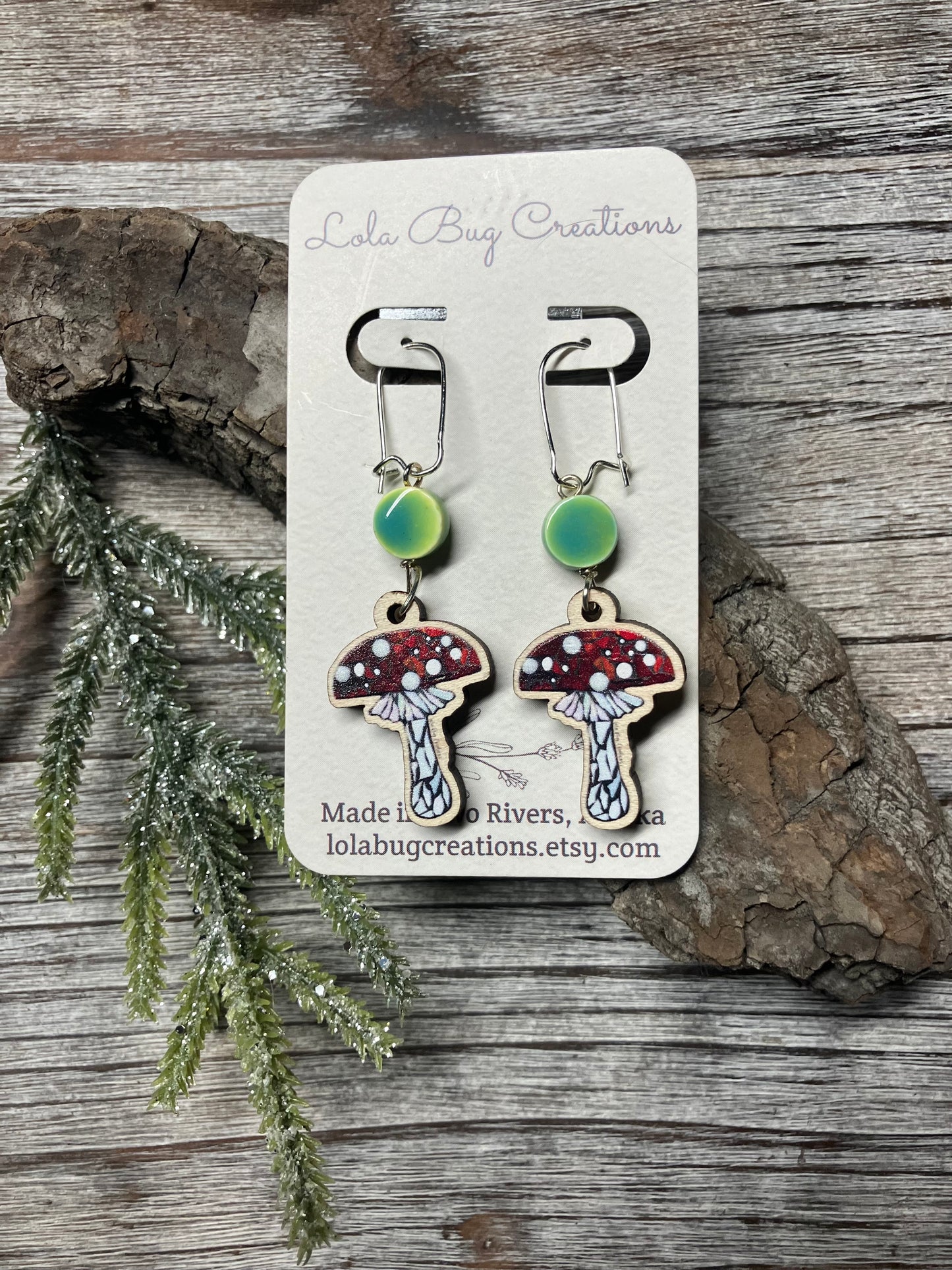 Amanita Wood Earrings