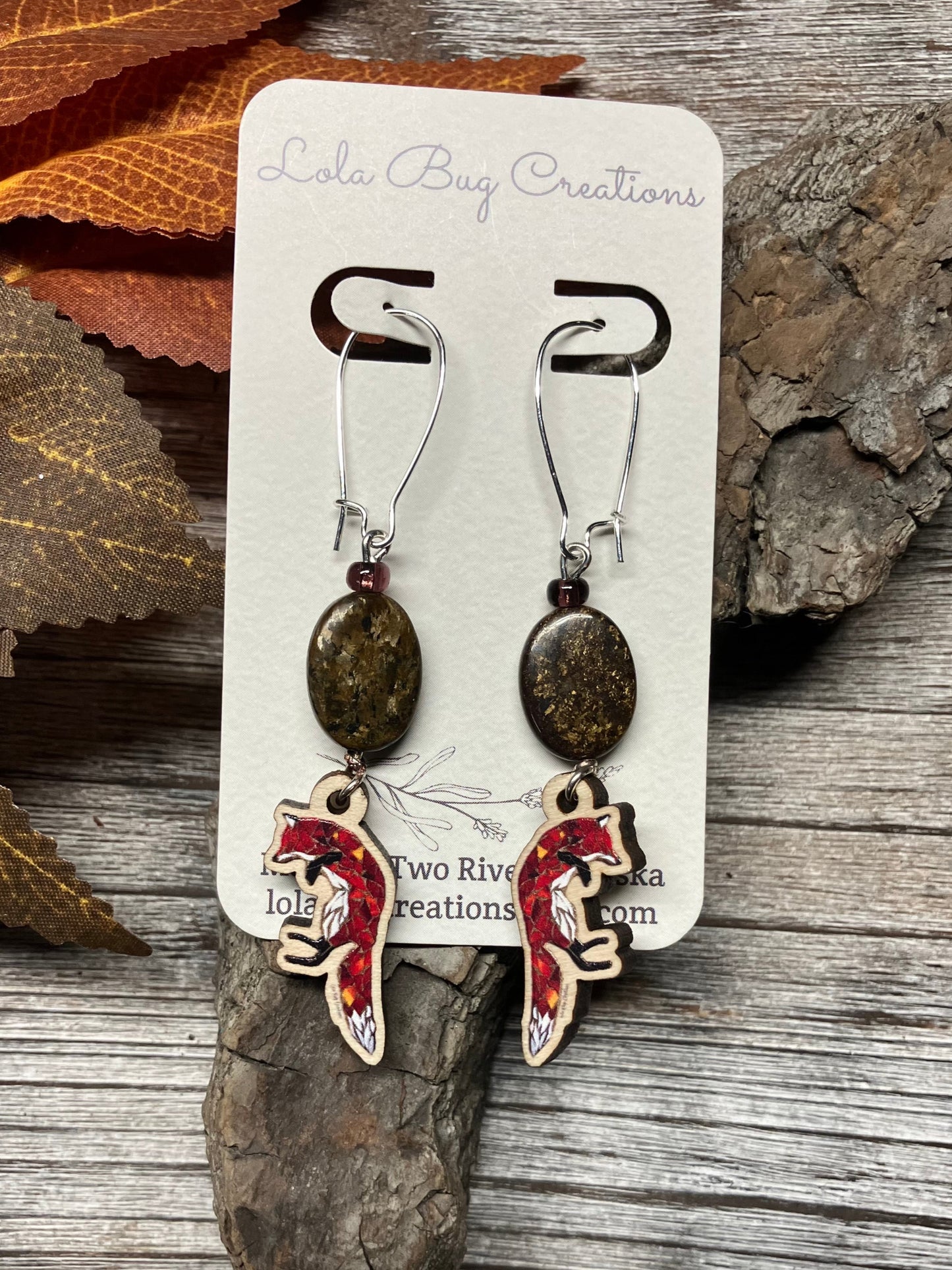 Jumping Fox Wood Earrings