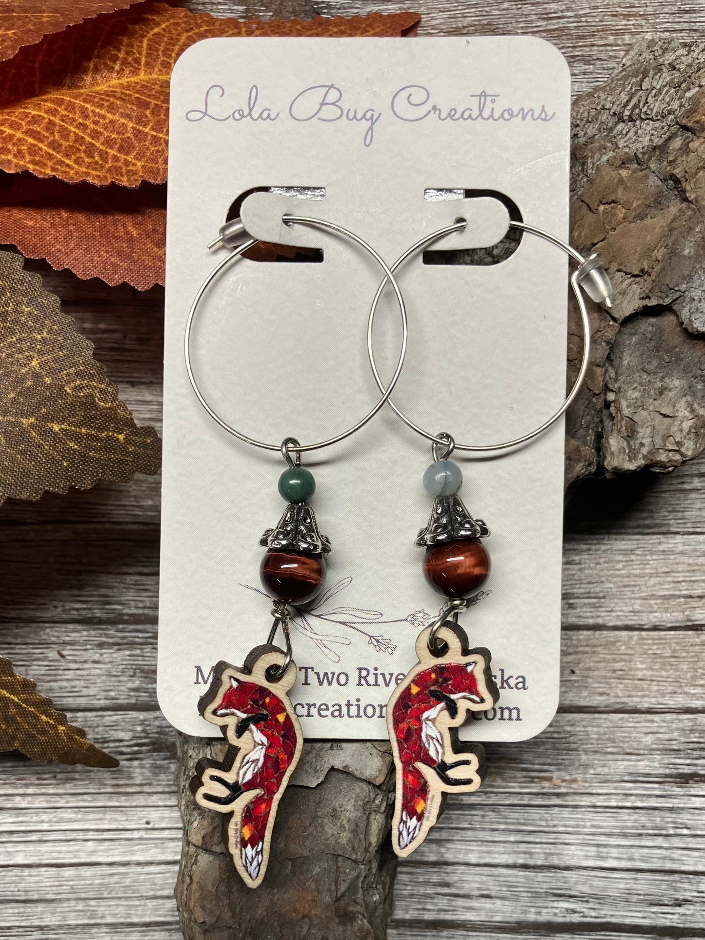 Jumping Fox Wood Earrings