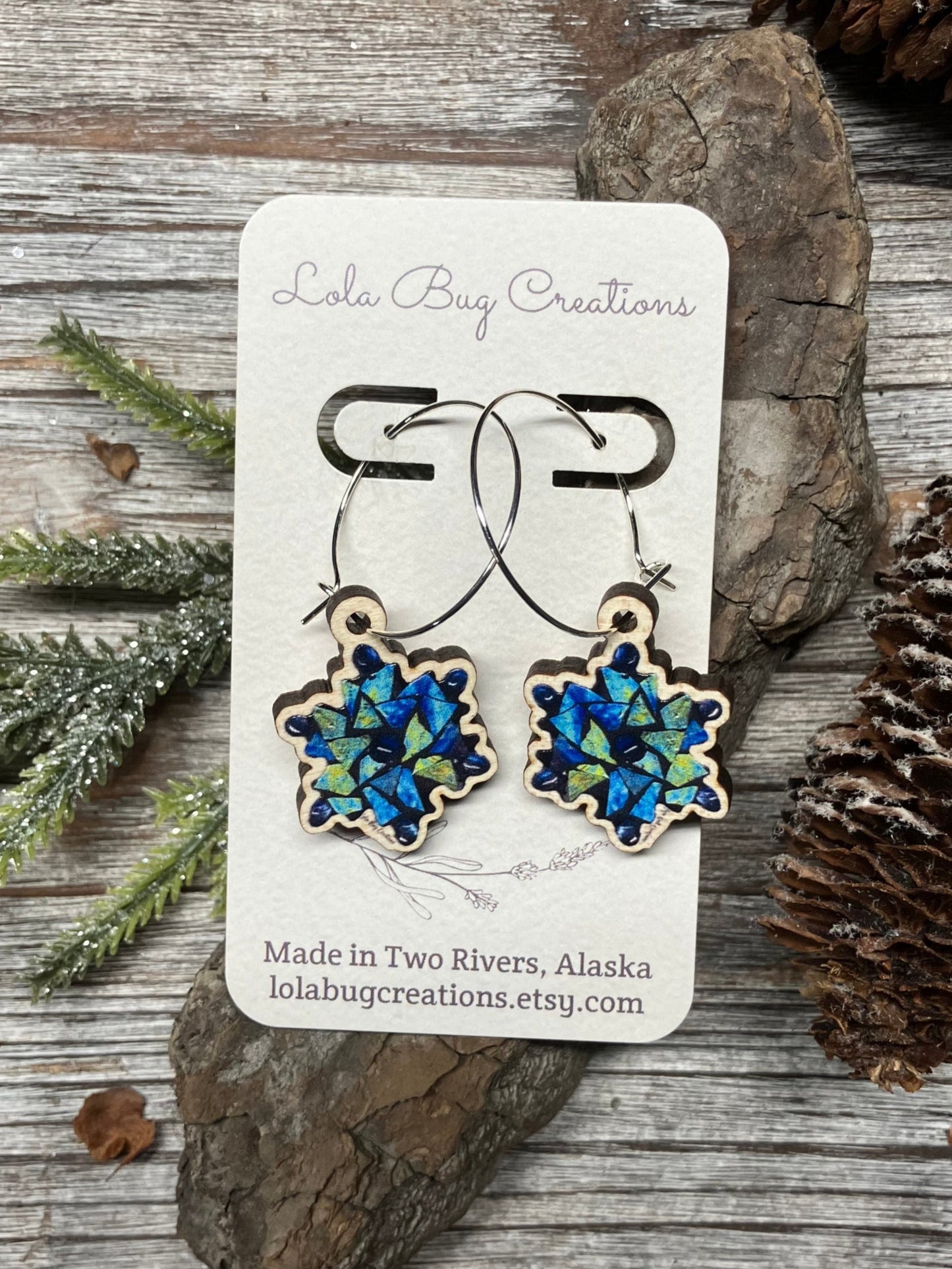 Snowflake Wood Earrings