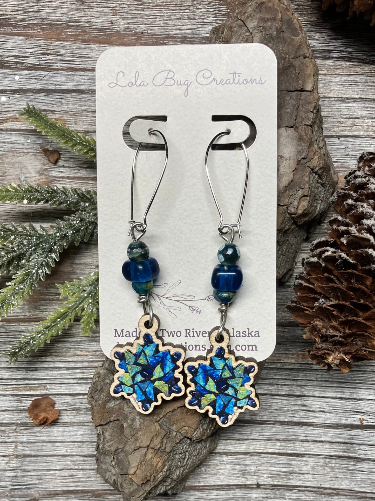 Snowflake Wood Earrings