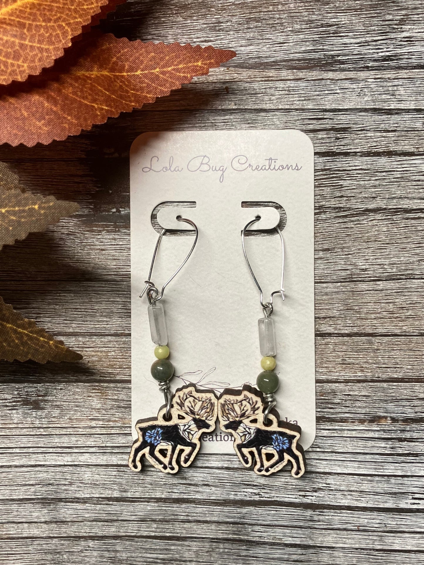 Forget-Me-Not Caribou Wood Earrings
