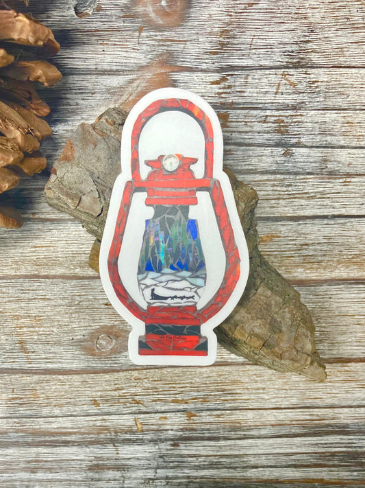 Red Lantern Mushing Sticker Clear