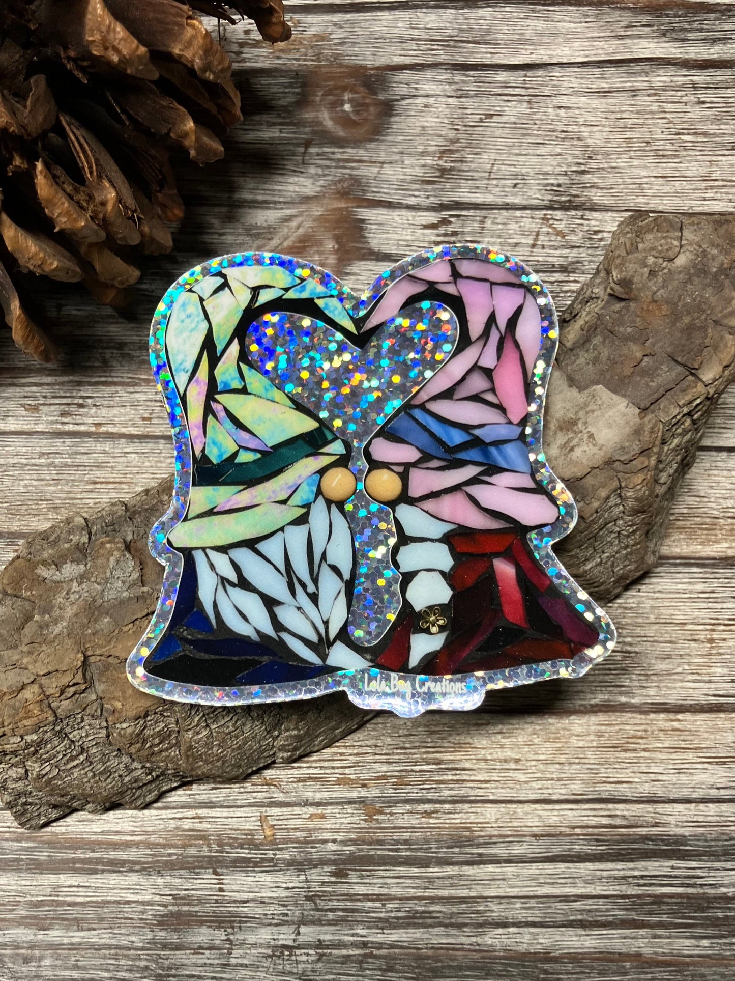 Kissing Gnomes Holographic Vinyl Sticker