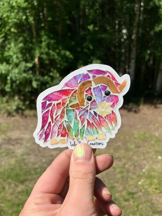Tie Dye Musk Ox Clear Sticker