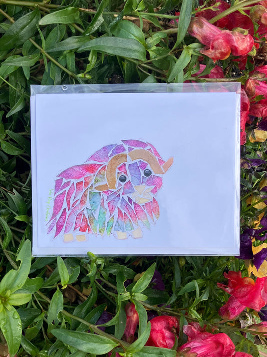 Colorful Musk Ox Note Card
