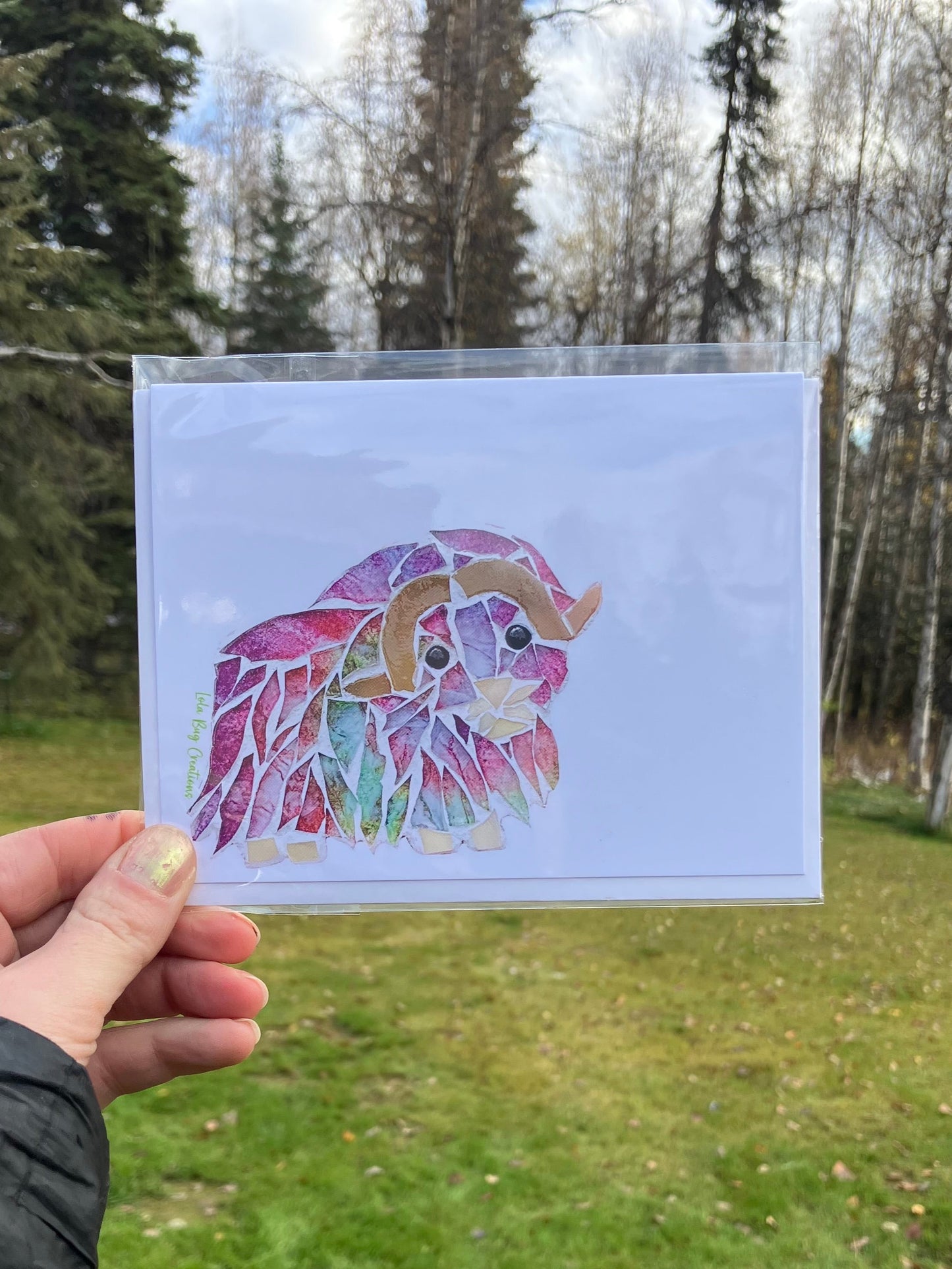 Colorful Musk Ox Note Card