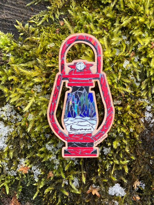Red Lantern Wood Magnet