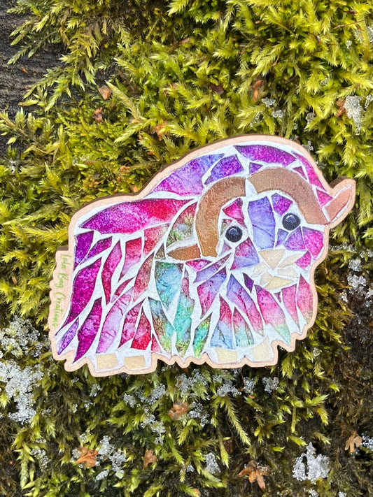 Colorful Musk Ox Wood Magnet