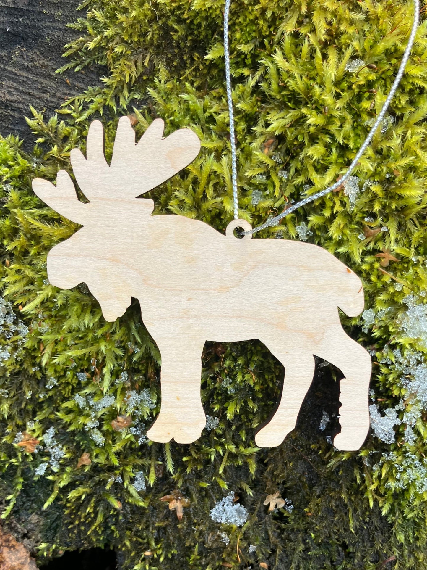 Northern Lights Moose Wood Ornament