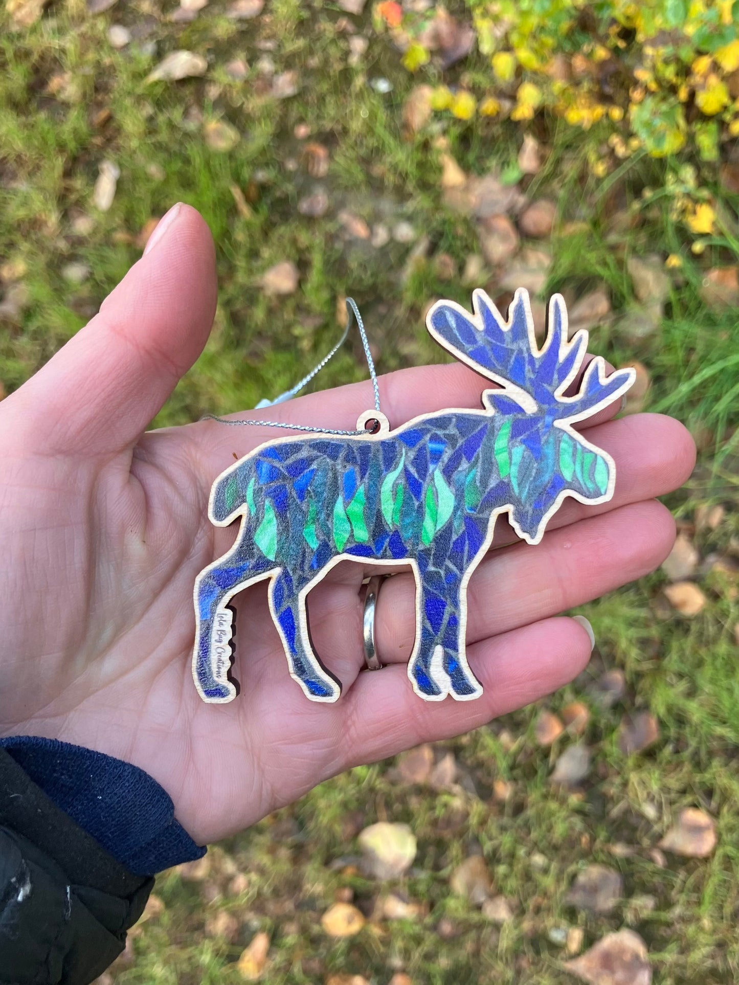 Northern Lights Moose Wood Ornament