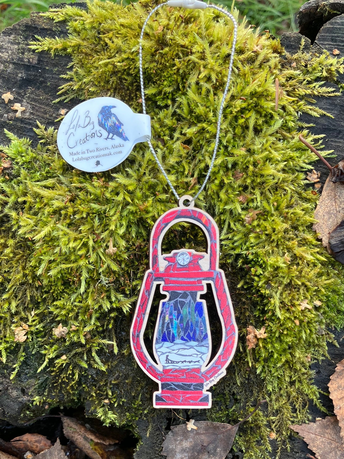 Red Lantern Wood Ornament