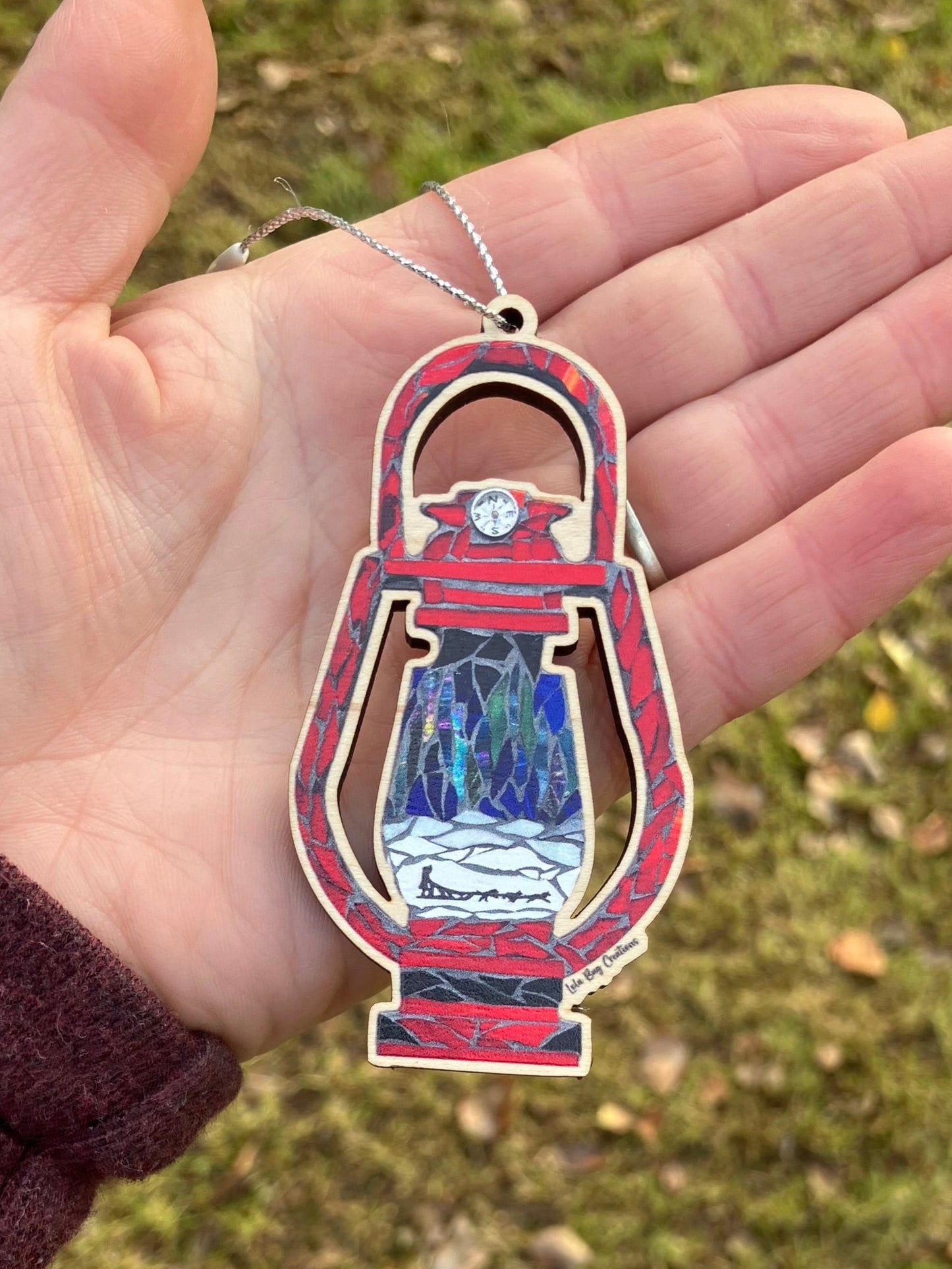 Red Lantern Wood Ornament