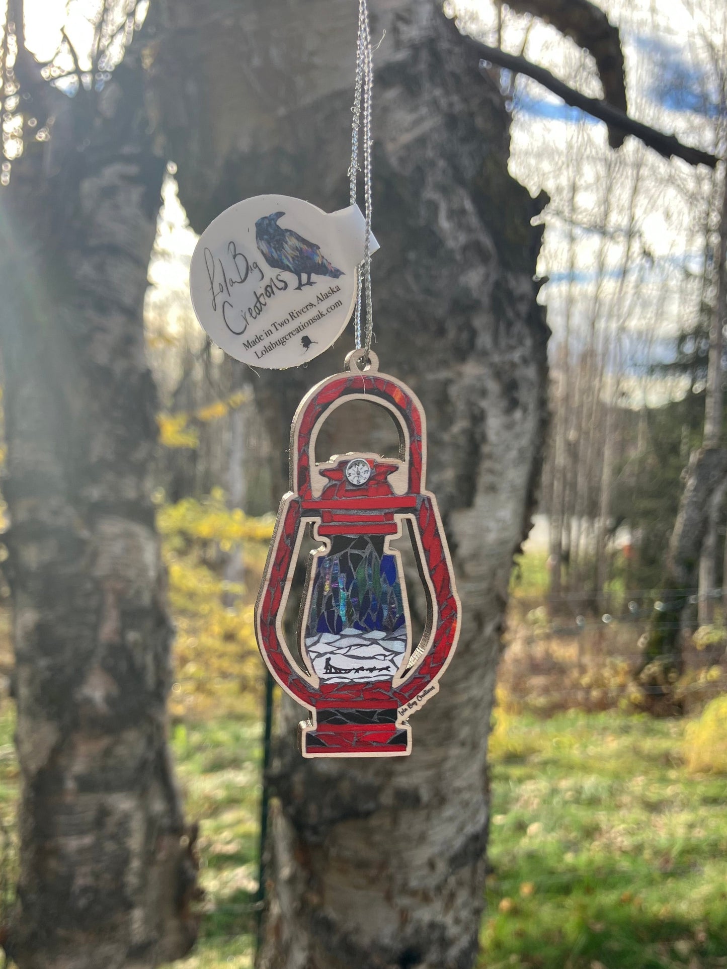 Red Lantern Wood Ornament