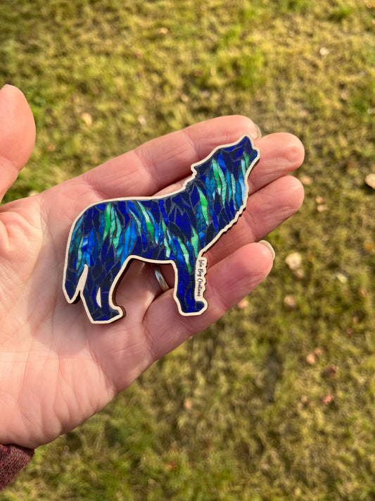 Howling Wolf Wood Magnet