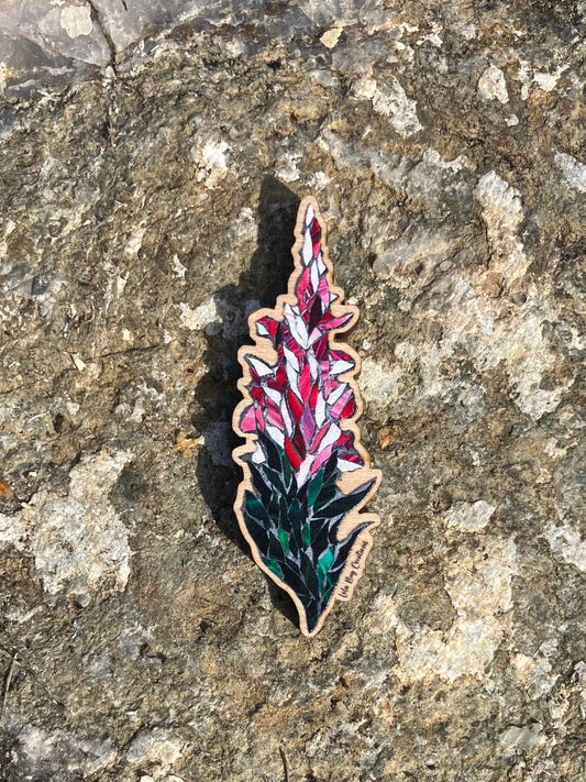 Pink Fireweed Wood Magnet