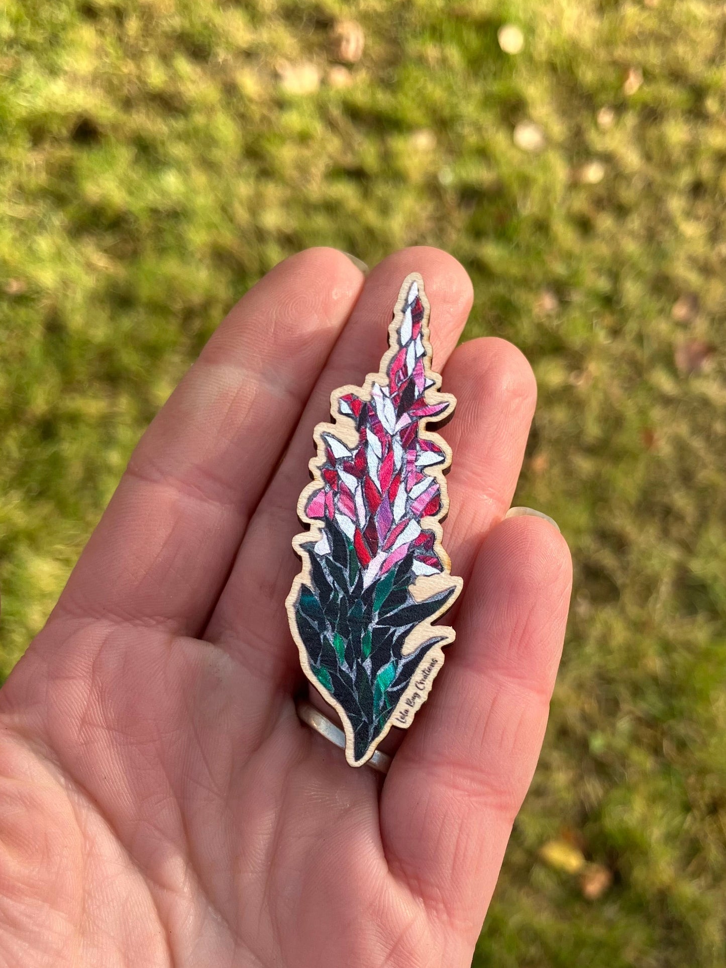 Pink Fireweed Wood Magnet