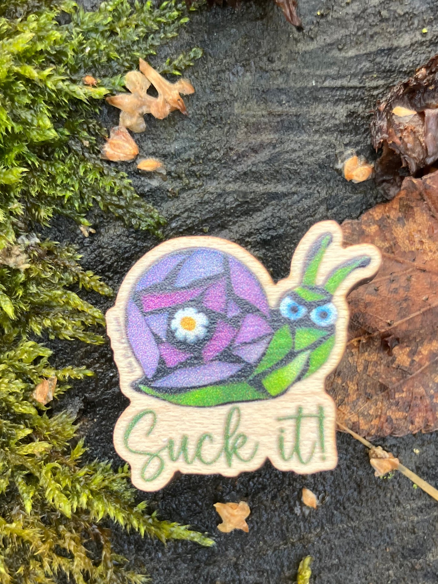 Suck It! Snail Wood Pin
