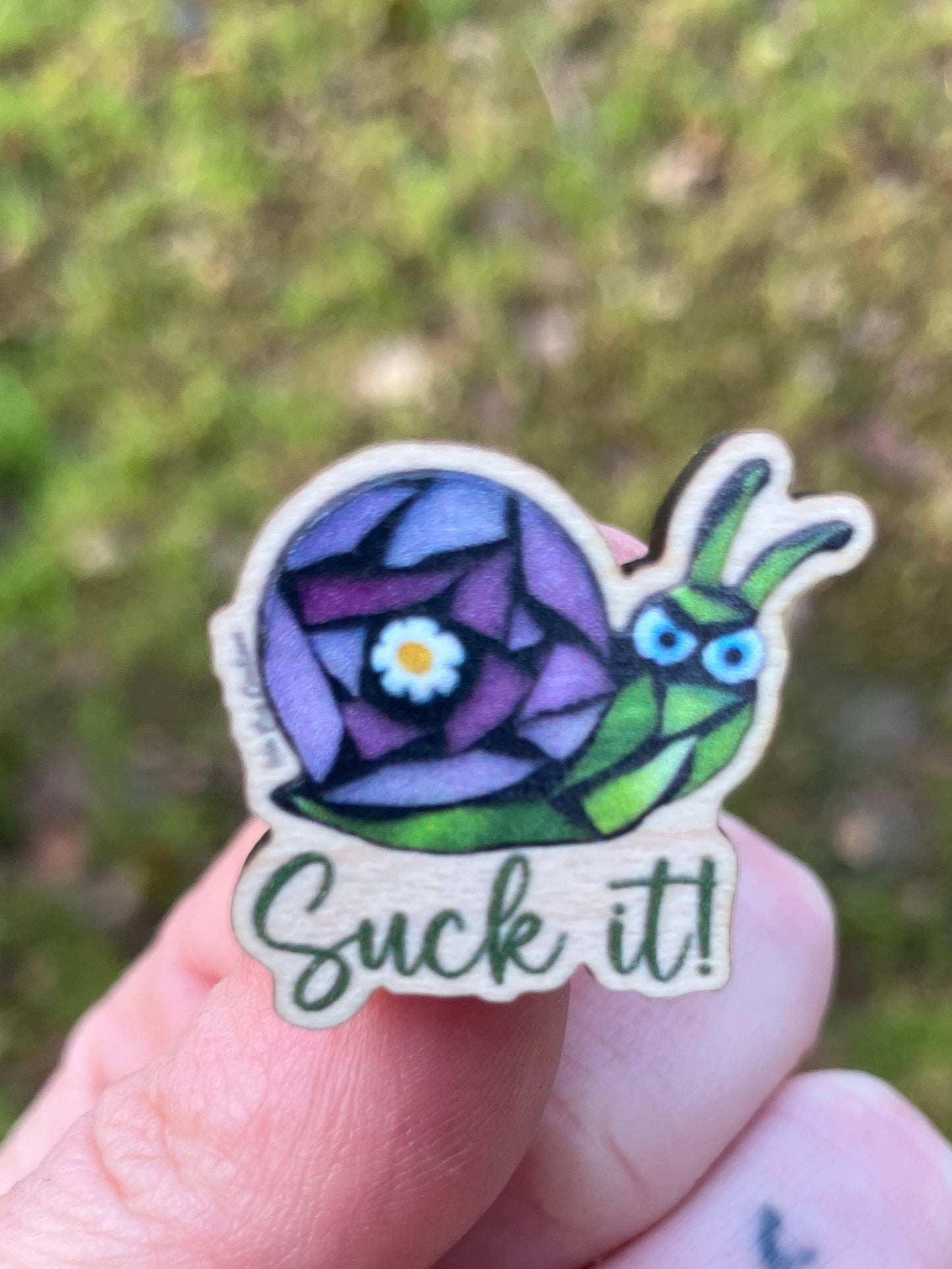 Suck It! Snail Wood Pin