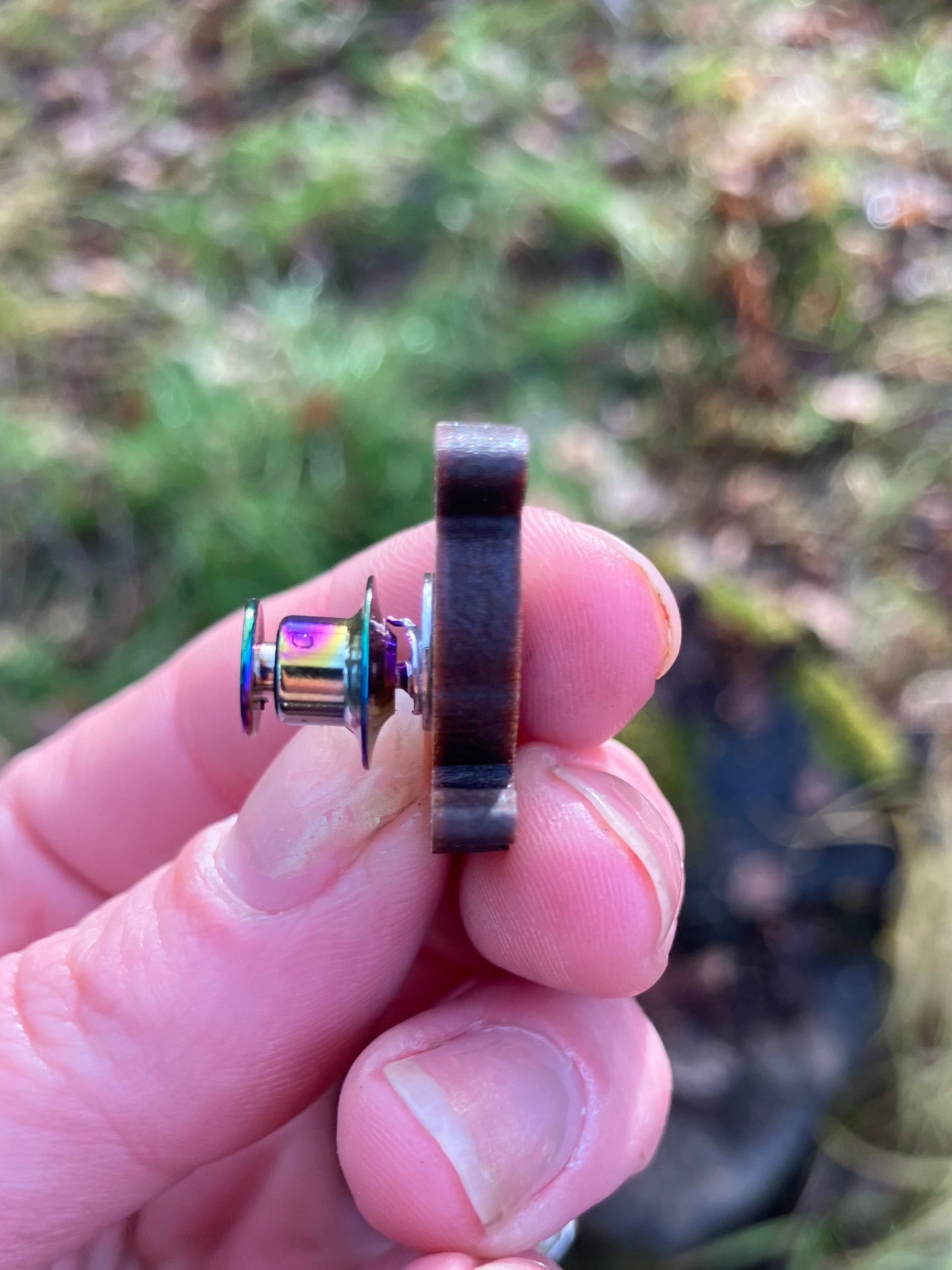 Forget me Not Raven Mosaic Wood Pin