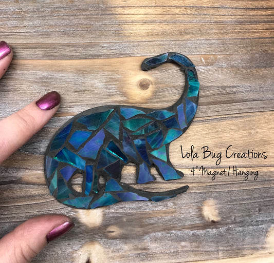 Brontosaurus dinosaur glass mosaic