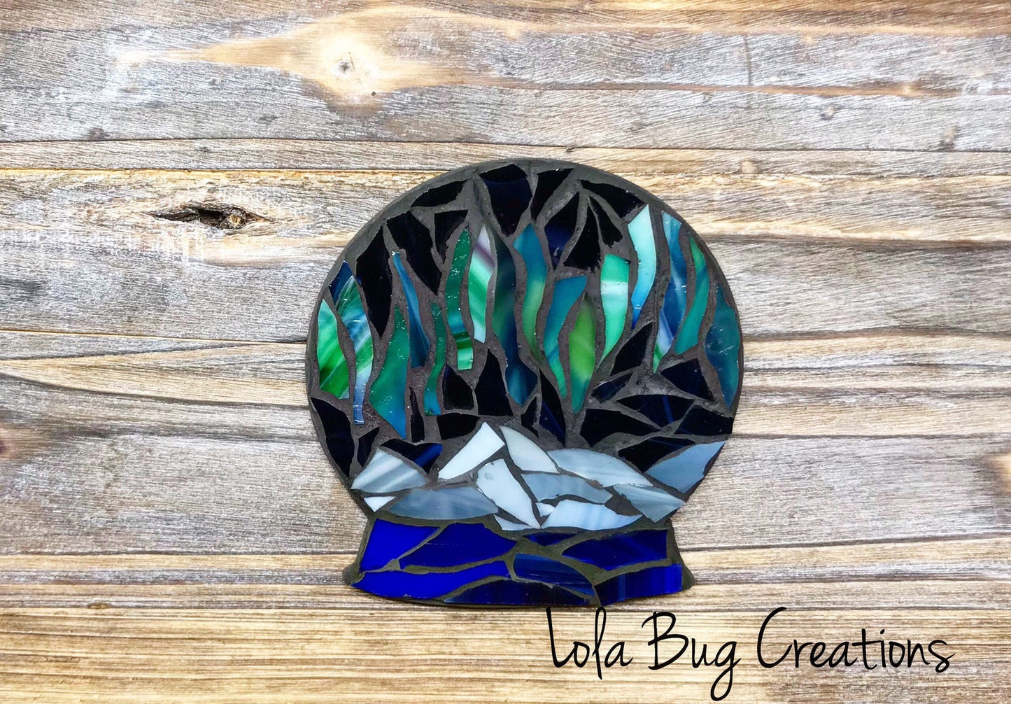 Northern Lights Snow globe Glass Mosaic