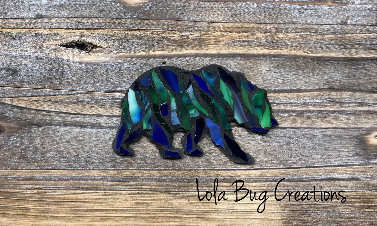 Northern lights bear glass mosaic