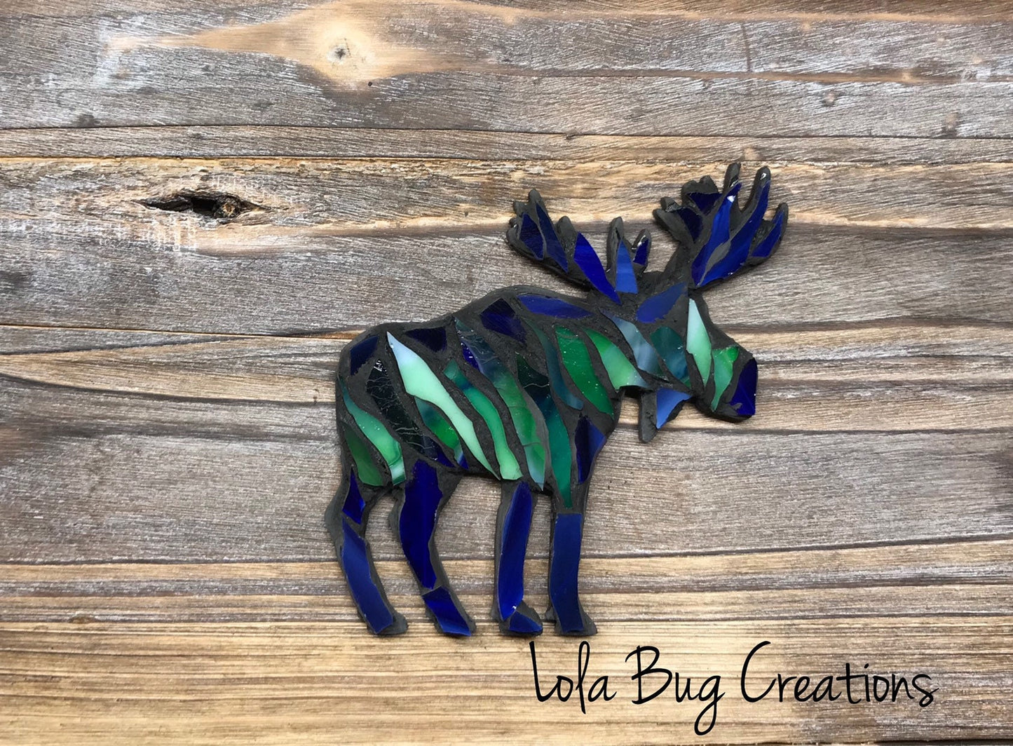 Northern Lights Moose Glass Mosaic