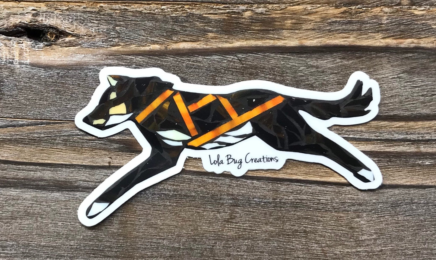 Running husky vinyl sticker