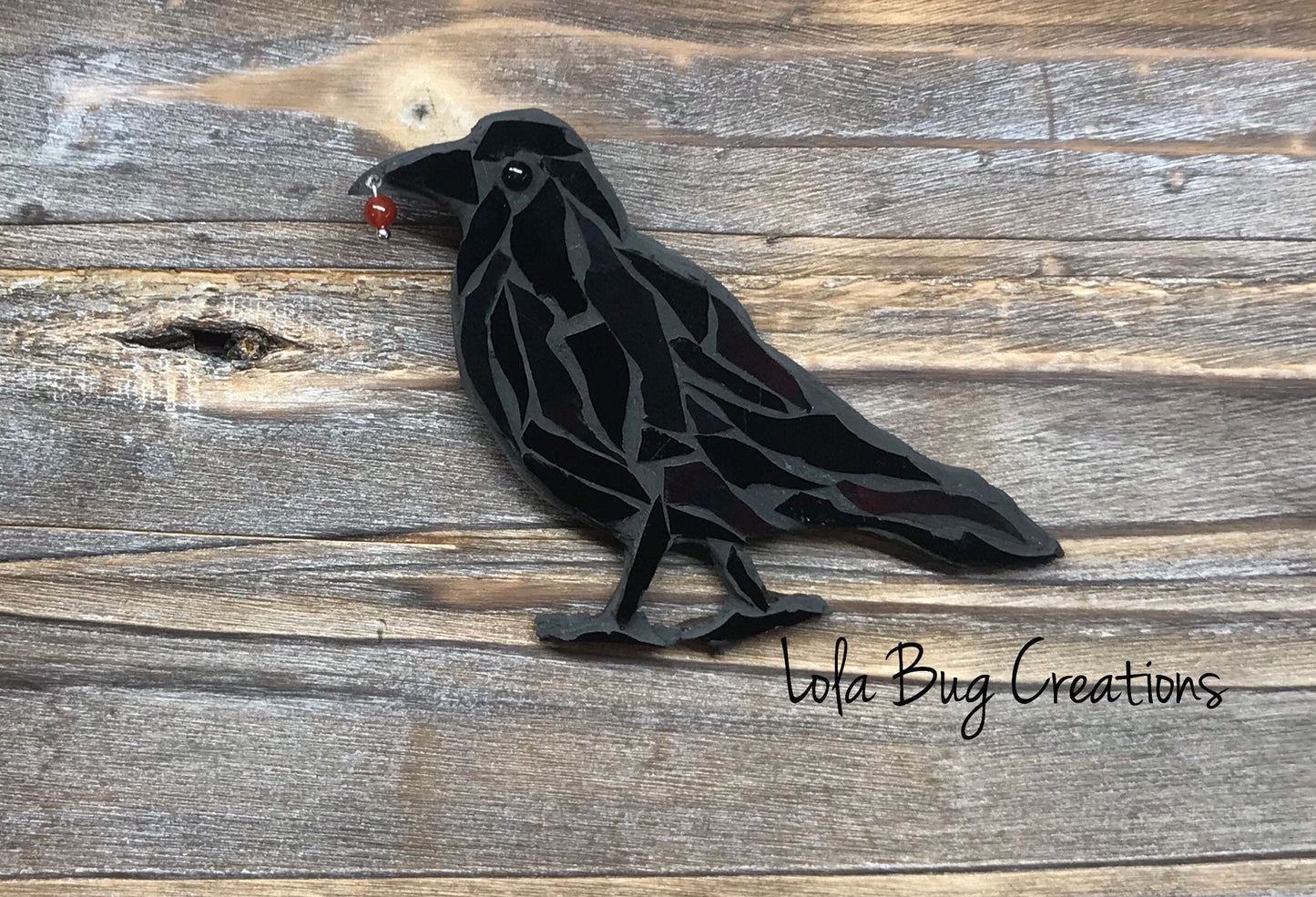 Perched Raven Glass Mosaic