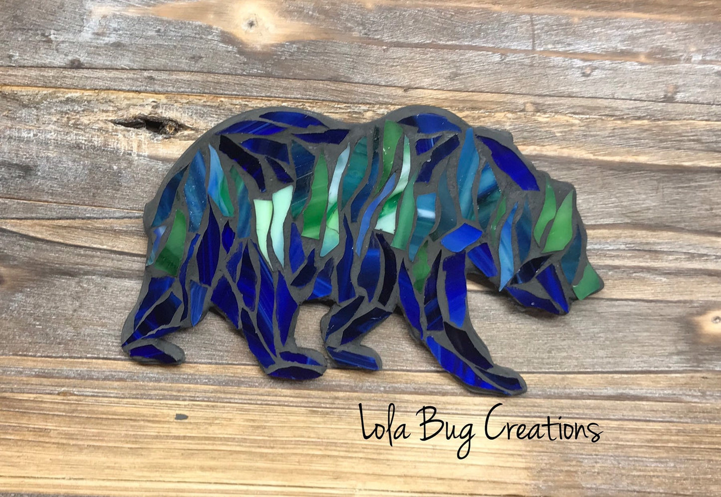 Northern lights bear glass mosaic