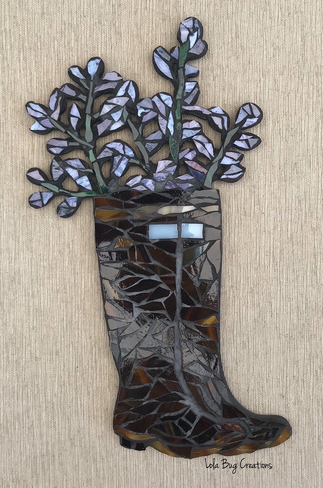 Boots with flowers glass mosaic