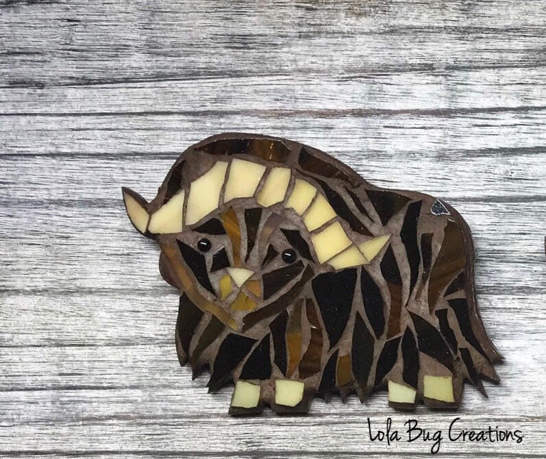 Walking Muskox glass mosaic