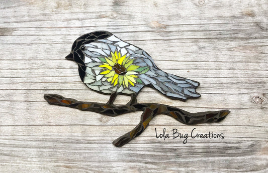 Chickadee with Sunflower Mosaic