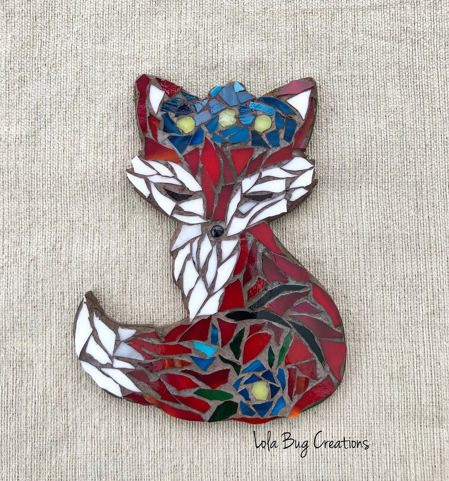 Fox with a Flower Crown glass mosaic