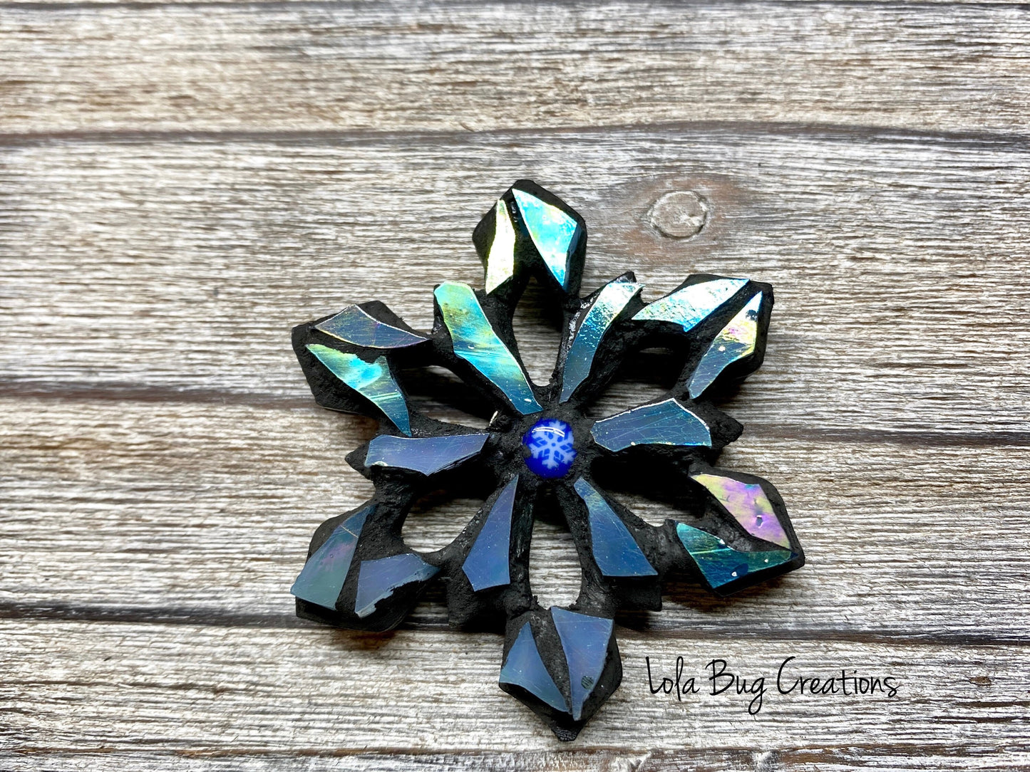 Mini Snowflake  -Glass Mosaic Magnet