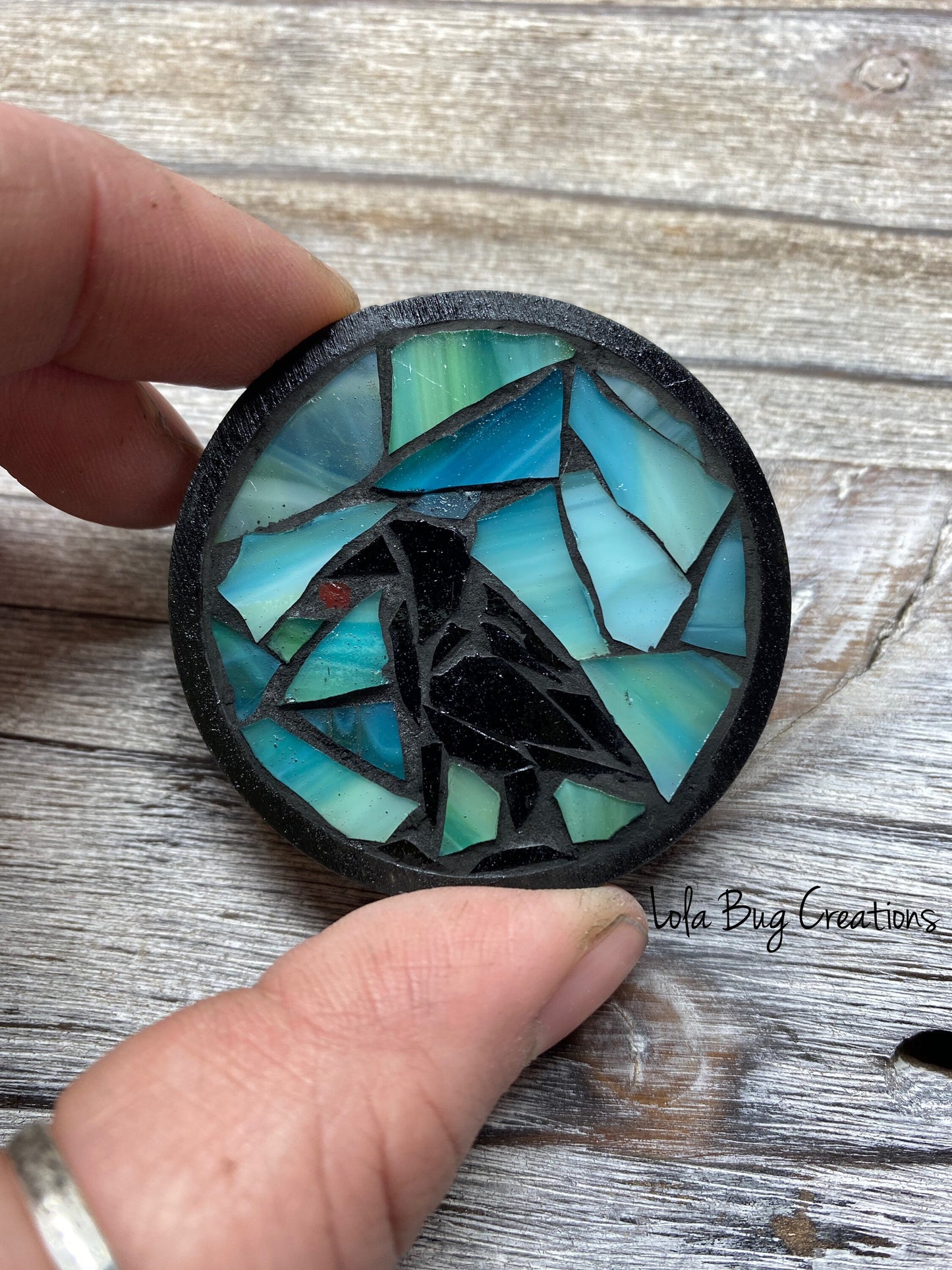 Raven Mosaic Glass Magnet