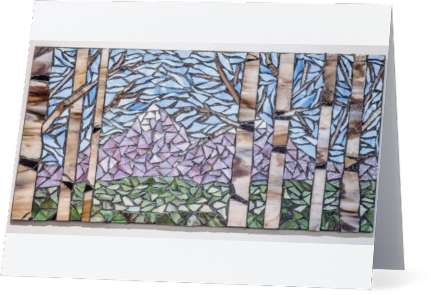 Birch Trees with Mountains Mosaic Note Card