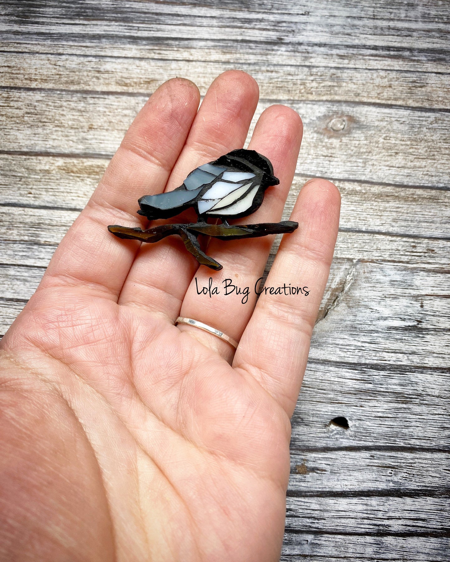 Mini Chickadee  -Glass Mosaic Magnet