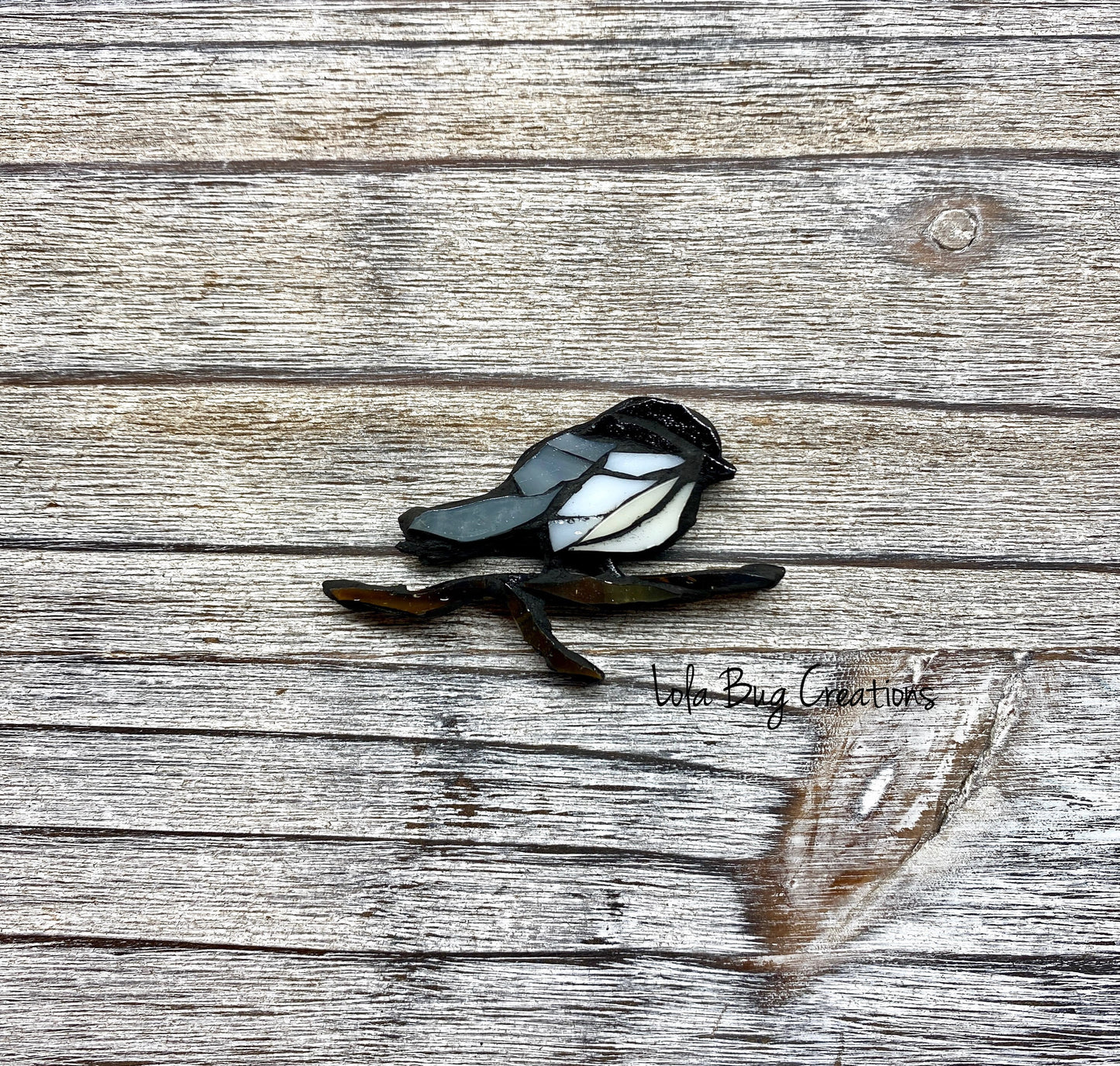 Mini Chickadee  -Glass Mosaic Magnet