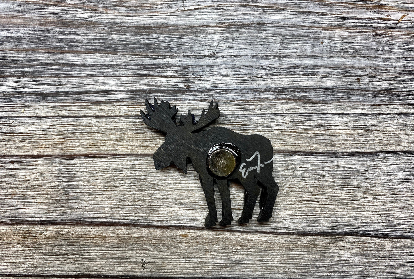 Mini Northern Lights  Moose   -Glass Mosaic Magnet