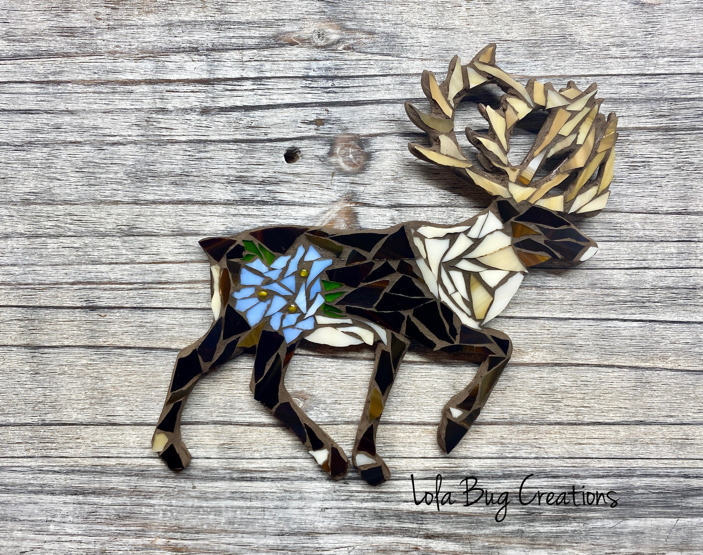 Caribou with Flower glass Mosaic