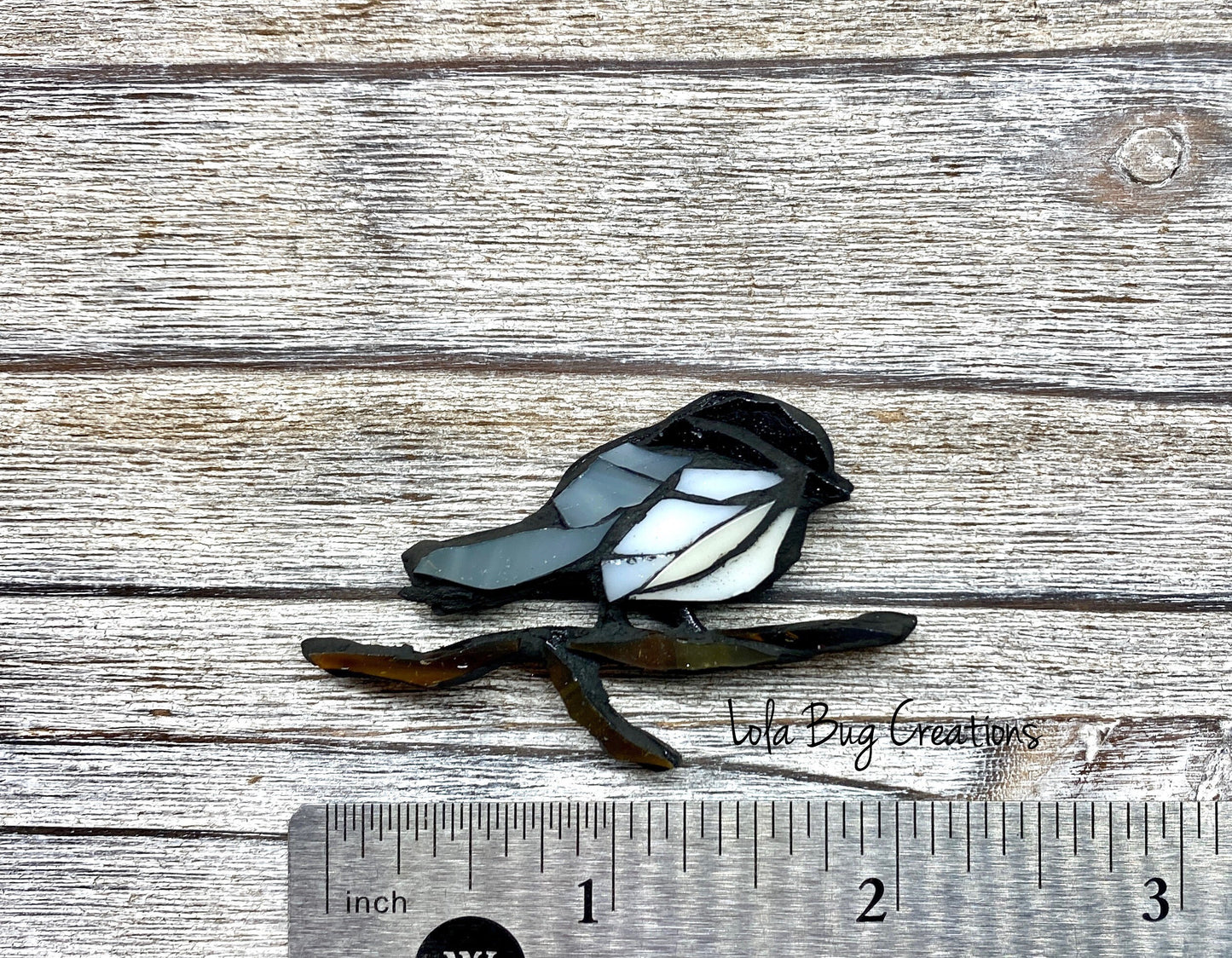 Mini Chickadee  -Glass Mosaic Magnet