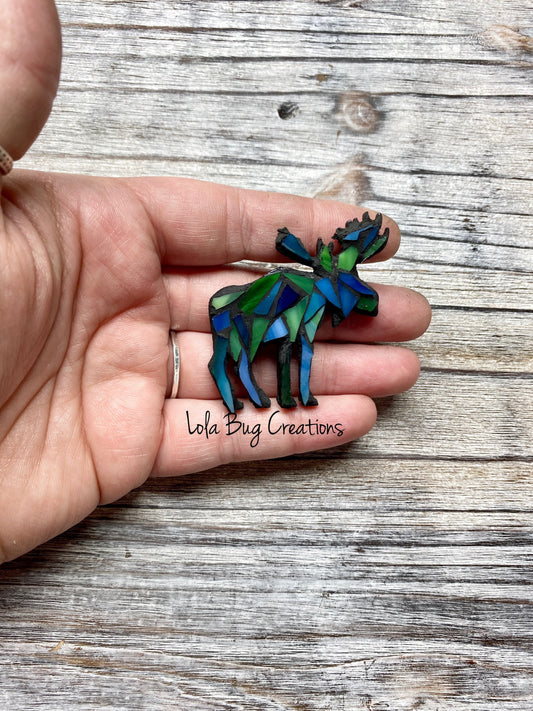 Mini Colorful Moose   -Glass Mosaic Magnet