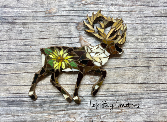 Caribou with Flower glass Mosaic