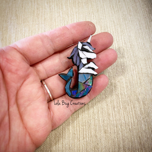 Mini Unicorn Mermaid  -Glass Mosaic Magnet